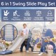 5-in-1 Slide Swing for Kids Toddlers - Sport Center Playset - Play Slide, Swing, Climber, Basketball Hoop, Musical Box