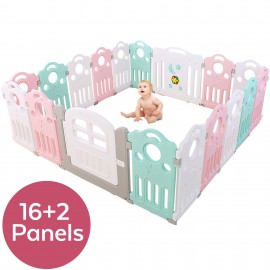 Baby Playpen Kids Activity Center - Safety Home Play Yard - Musical Fence Indoor Outdoor Playard - Auto lock Door