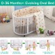 9-in-1 Convertible Baby Crib - Infant Round Bed, Side Bed, Oval Cot, Diaper Changer, Playard, Sofa, Desk - Free Mattress