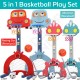 5-in-1 Basketball Stand Sport Toy Set - Basketball Hoop Soccer Goal Hockey Hula Hoop Musical Box - Indoor Outdoor Gift