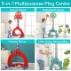 5-in-1 Basketball Stand Sport Toy Set - Basketball Hoop Soccer Goal Hockey Hula Hoop Musical Box - Indoor Outdoor Gift