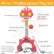 5-in-1 Basketball Stand Sport Toy Set - Basketball Hoop Soccer Goal Hockey Hula Hoop Musical Box - Indoor Outdoor Gift