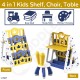 4 in 1 Kids Toy Storage Bookshelf Chair Table - Book Rack Organizer - Children Girl Boy Furniture - ABC Writing Desk