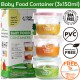 Baby Food Storage Glass Containers Set - Stackable BPA-Free Snack Jars - Freezer Microwave Dishwasher Safe (3 Pack)