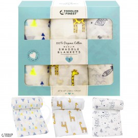 Muslin Baby Swaddle Blanket - 100% Cotton Organic Towel Wrap - Stroller Nursing Cover Nap Burp Cloth Car Canopy Gift Set