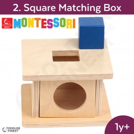 Square Matching Box - Montessori Kids Early Learning Toy - Shape Size Color Pattern Sorting Puzzle - Baby Toddler Preschool