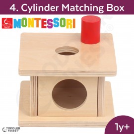 Cylinder Matching Box - Montessori Kids Early Learning Toy - Shape Size Color Pattern Sorting Puzzle - Baby Toddler Preschool