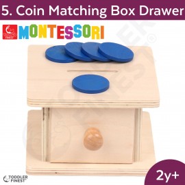 Coin Matching Box Drawer - Montessori Kids Early Learning Toy - Shape Size Color Pattern Sorting Puzzle - Baby Toddler Preschool