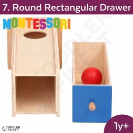 Round Rec. Drawer - Montessori Kids Early Learning Toy - Shape Size Color Pattern Sorting Puzzle - Baby Toddler Preschool