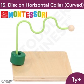 Disc On H. Collar (Curved) - Montessori Kids Early Learning Toy - Shape Size Color Pattern Sorting Puzzle - Baby Toddler Preschool