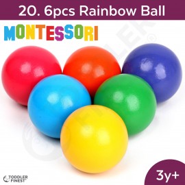 6pcs Rainbow Ball - Montessori Kids Early Learning Toy - Shape Size Color Pattern Sorting Puzzle - Baby Toddler Preschool