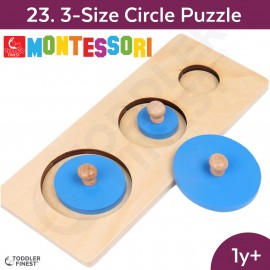 3-Size Circle Puzzle - Montessori Kids Early Learning Toy - Shape Size Color Pattern Sorting Puzzle - Baby Toddler Preschool