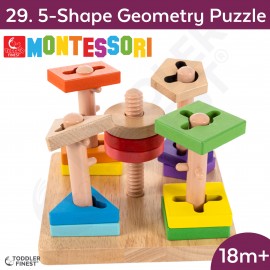 Trigonal Matching Box - Montessori Kids Early Learning Toy - Shape Size Color Pattern Sorting Puzzle - Baby Toddler Preschool