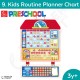 Kids Routine Planner Chart - Preschool Kids Early Learning Toy - Wooden Building Block Shape Color Pattern Sorting Puzzle