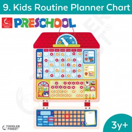 Kids Routine Planner Chart - Preschool Kids Early Learning Toy - Wooden Building Block Shape Color Pattern Sorting Puzzle