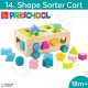 Shape Sorter Cart - Preschool Kids Early Learning Toy - Wooden Building Block Shape Color Pattern Sorting Puzzle