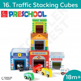 Shape Sorter Cart - Preschool Kids Early Learning Toy - Wooden Building Block Shape Color Pattern Sorting Puzzle