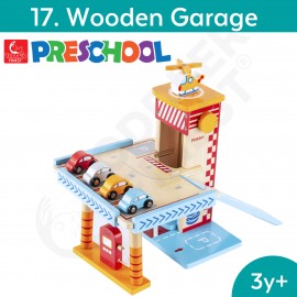 Wooden Garage - Preschool Kids Early Learning Toy - Wooden Building Block Shape Color Pattern Sorting Puzzle