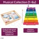 Rainbow Xylophone - Preschool Kids Early Learning Toy - Wooden Building Block Shape Color Pattern Sorting Puzzle