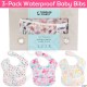 3-Pack Waterproof Baby Bibs - Food Pocket Adjustable Washable Odor Stain Resistant - Boy Girl Infant Toddler Feeding Bib
