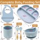 6-Piece Baby Feeding Set - Tableware Silicone Bib Suction Plate Suction Bowl Water Cup Spoon Fork Infant Feeding Utensil