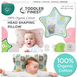 Baby Head Shaping Pillow - Organic Cotton 3D Air Mesh Breathable - Infant Sleep Positioner Cushion - Prevent Flat Head