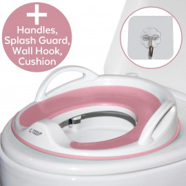 Potty Training Seat with Handles - Adjustable Toddler Toilet Training Seat - Non-Slip Base, Splash Guard, Hanging Ring