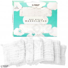 Baby Muslin Washcloths - Natural Muslin Organic Cotton Baby Wipes - Soft Hypoallergenic Absorbent Bib Face Towel - Gift