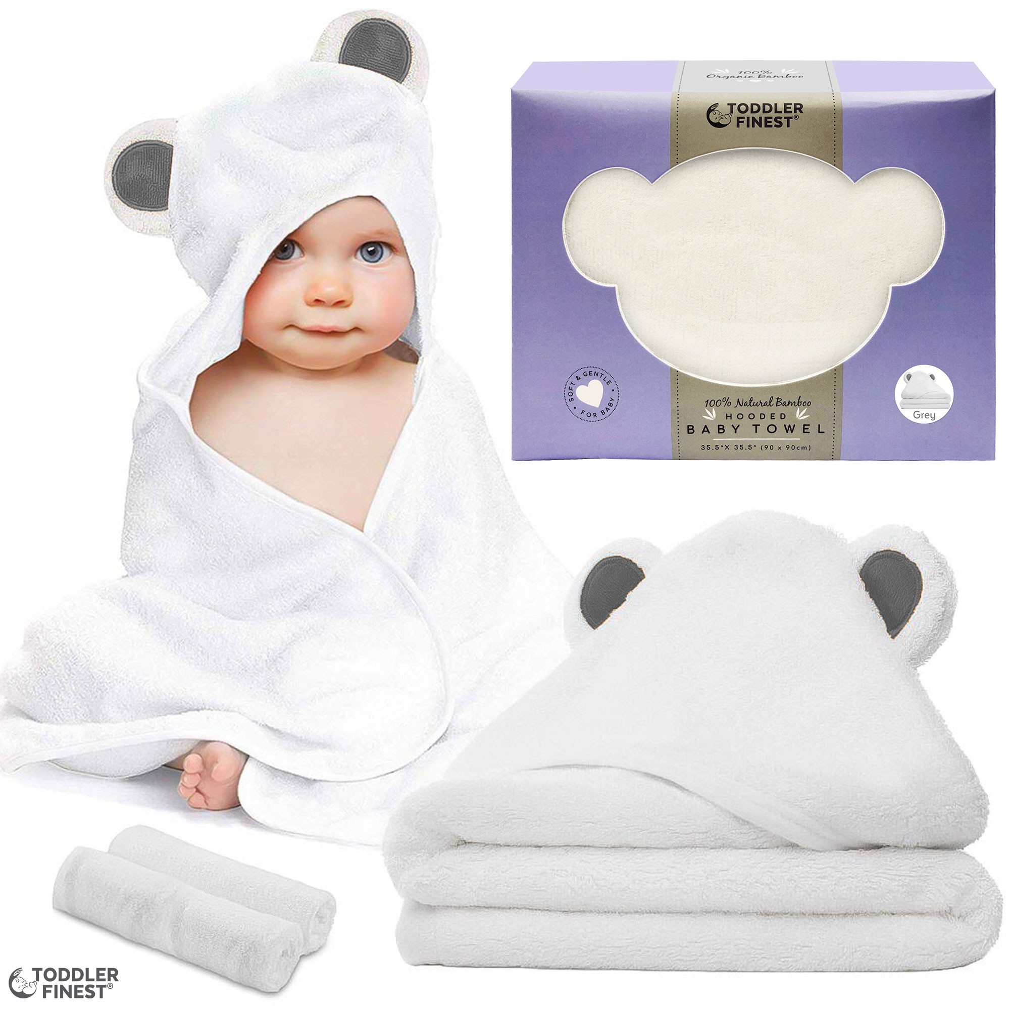 Hooded Baby Bath Towel 55 x 27.5 inches Unisex Muslin Baby Towel Ultra Absorbent Soft 6-Layer Organic Cotton Baby Shower Towel with Buttons for Toddler Baby Newborn Brown Bear 