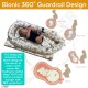 2-in-1 Baby Lounger Nest with Pillow - Infant Portable Cotton Bassinet Crib - Newborn Co-Sleeping Bionic Bumper Bed