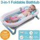 3-in-1 Foldable Baby Bath Tub - Soft Hypoallergenic Cushion Insert - Smart Thermo Sensor - Lightweight Portable Bathtub