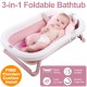 3-in-1 Foldable Baby Bath Tub - Soft Hypoallergenic Cushion Insert - Smart Thermo Sensor - Lightweight Portable Bathtub