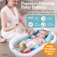 3-in-1 Foldable Baby Bath Tub - Soft Hypoallergenic Cushion Insert - Smart Thermo Sensor - Lightweight Portable Bathtub