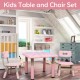 Kids Table and 2 Chairs Set - Toddler Activity Chair - Lightweight Adjustable Height Plastic Desk  - Scratch Resistant