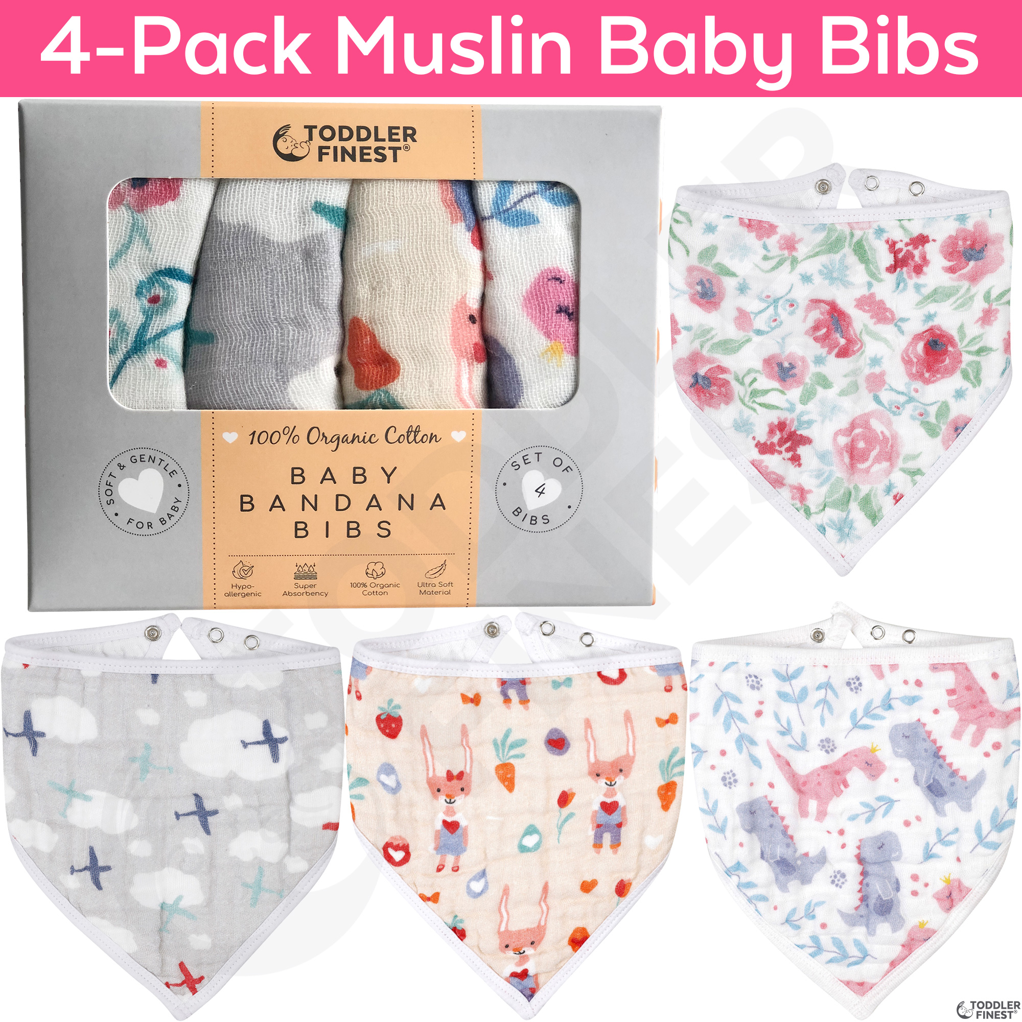 Size Adjustable Cloth Bibs Absorbent Baby Girl & Boy Drool Bibs Solid Color-8 Pack Muslin Baby Bandana Bibs Multi-Use Scarf Bibs for Infants/Newborns 