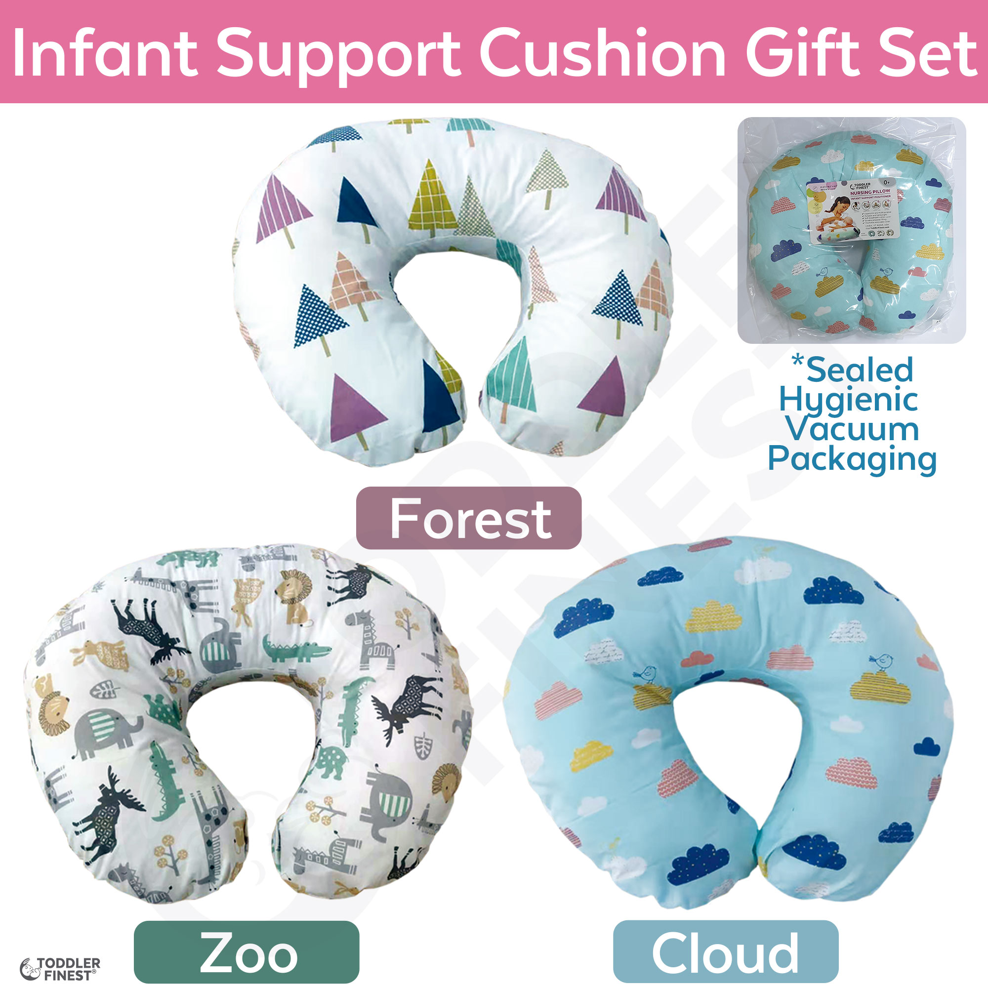 Bacati - 3 PC Space Multicolor Hugster Feeding & Infant Support Nursing Pillow