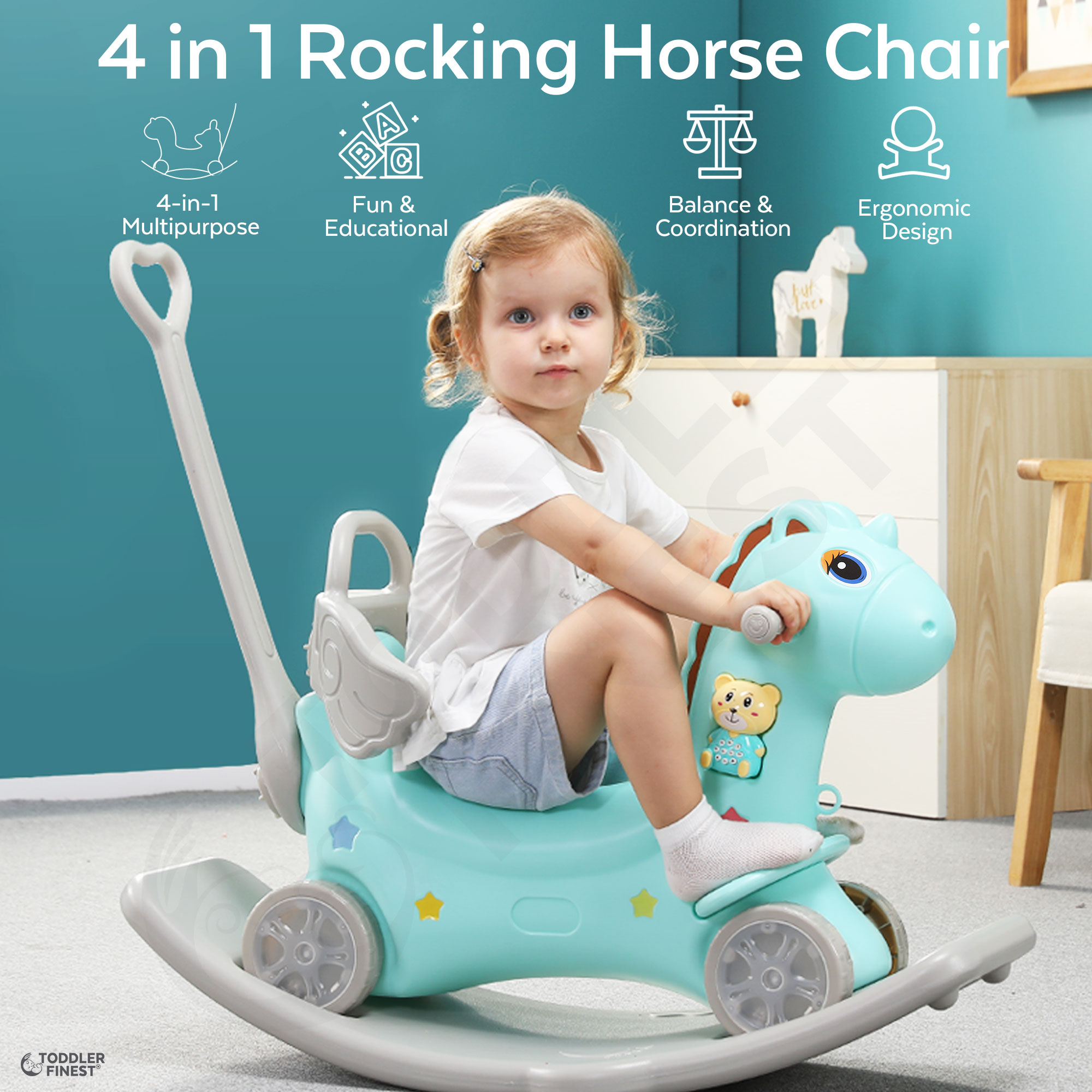 ️Get 20% Off ️ 4-in-1 Rocking Horse - Push Glider Pony Rocker Toy ...